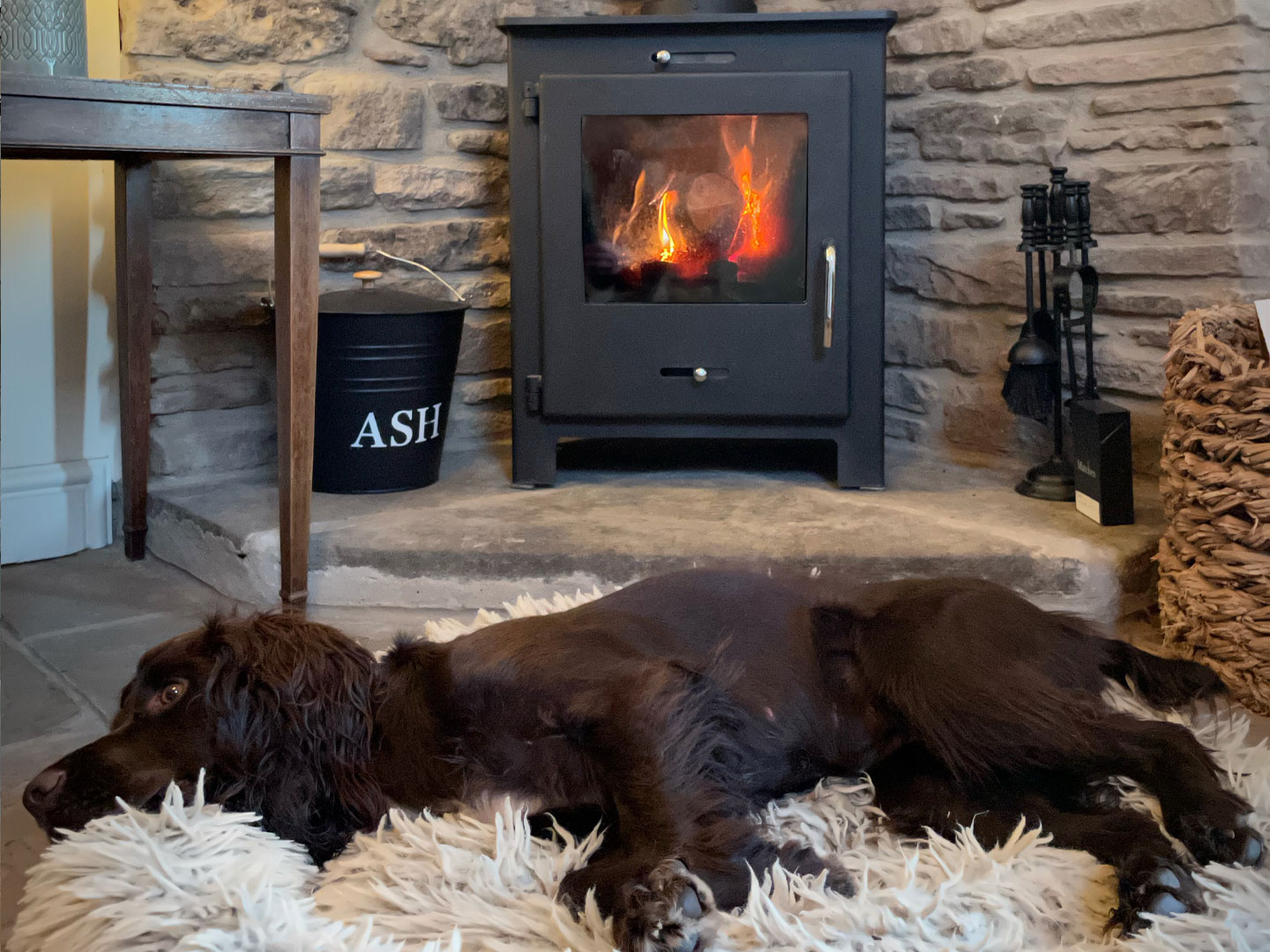 Wood burner at Yarlington Dairy