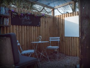 Outdoor cinema space at The Cider Shack